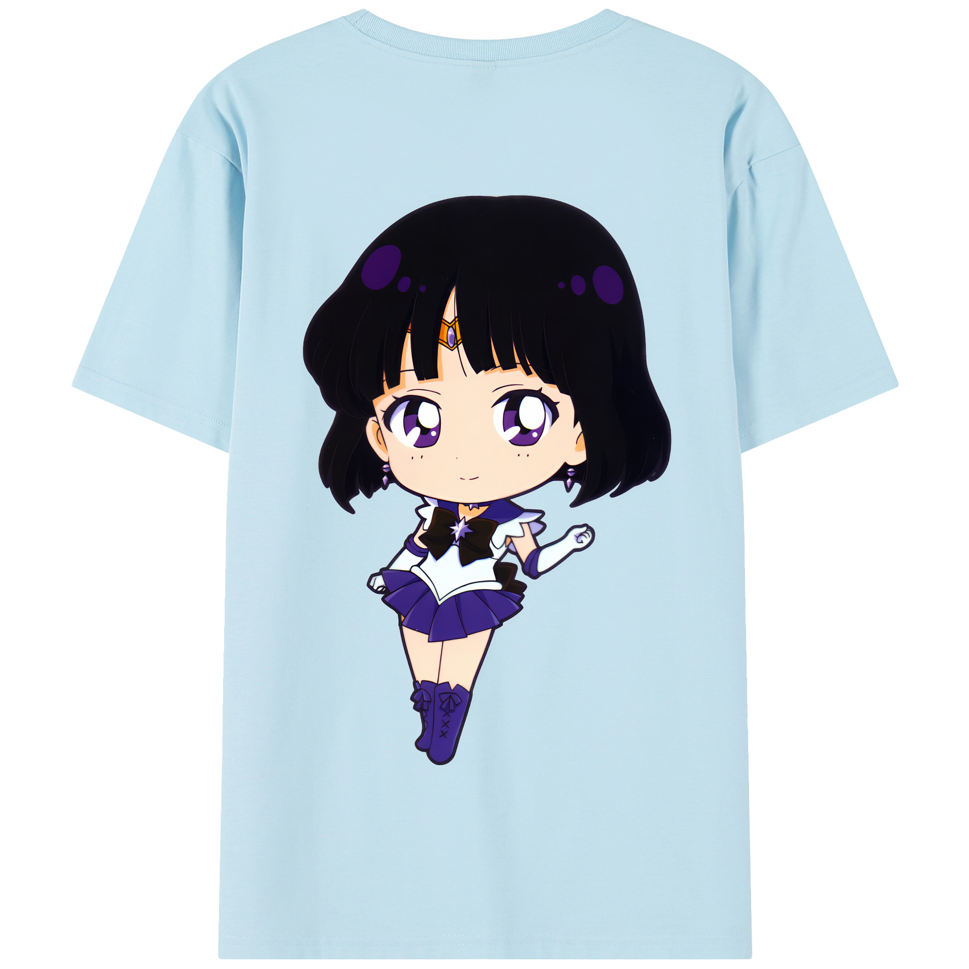 （画像用） 美少女戦士セーラームーン 土萠ほたる Sailor Moon Tomoe Hotaru （セーラーサターン；Sailor Saturn） 綿100％半袖Tシャツ（背面プリント）